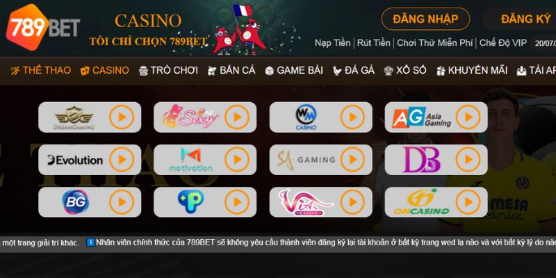 Giao diện sảnh casino cực kỳ thu hút